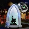 Costway 7 FT Halloween Inflatable Tombstone Yard Decoration w/Bat LED Projector