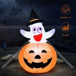 Costway 5 Ft Halloween Blow-up Inflatable Ghost in Pumpkin w/ LED Bulb Yard Decoration -Hyde and Eek Cosplay Store GUEST 845d982d 62ed 42f4 a501 de7d3956128f