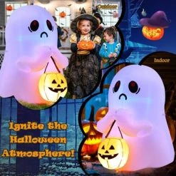 Tangkula 4 FT Halloween Inflatable Decoration, Colorful Inflatable Ghost with Pumpkin Lantern Built-in Flashing LED Lights & Waterproof Air Blower 12 Tangkula 4 FT Halloween Inflatable Decoration, Colorful Inflatable Ghost with Pumpkin Lantern Built-in Flashing LED Lights & Waterproof Air Blower -Hyde and Eek Cosplay Store GUEST 845e7b5e 8b43 4bce 923f 95b6417eacc7