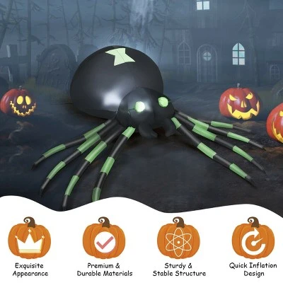 Costway 6FT Halloween Inflatable Blow-Up Spider w/ LED Lights Outdoor Yard Decoration 3 Costway 6FT Halloween Inflatable Blow-Up Spider w/ LED Lights Outdoor Yard Decoration - Image 3