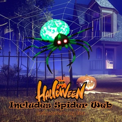 Costway 5 FT Long Halloween Inflatable Spider with White Net Yard Decor w/Rotating Light 1 Costway 5 FT Long Halloween Inflatable Spider with White Net Yard Decor w/Rotating Light