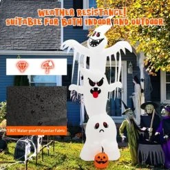 Tangkula 10FT Tall Halloween Inflatable Stacked Ghosts w/ Built-in RGB Lights Inflatable Overlap Ghosts Halloween Decor w/ Ropes & Stakes -Hyde and Eek Cosplay Store GUEST 88ea7fa2 d0b4 476a aa55 3dc25162d8aa