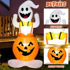 Costway 5 FT Inflatable Halloween Pumpkin Ghost Blow-up Yard Decoration with LED Lights -Hyde and Eek Cosplay Store GUEST 89da628a 632d 4d0a a967 1702dd1aa49f