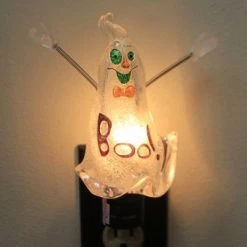 Roman Roman Halloween Ghost Night-Lite - One Nightlight 6.25 Inches - Spring Arms Boo! - 160182 - Plastic - Clear