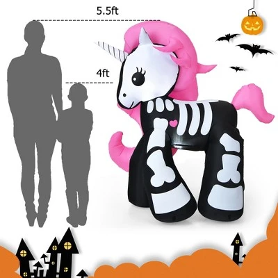 Costway 5.5 FT Halloween Inflatable Skeleton Unicorn Blow Up Yard Decoration 8 Costway 5.5 FT Halloween Inflatable Skeleton Unicorn Blow Up Yard Decoration - Image 8