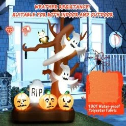 Tangkula 8 FT Tall Halloween Inflatable Tree w/ Ghosts Pumpkins Owl Tombstone Halloween Decoration w/ LED Light Ropes & Stakes for Party Garden Lawn -Hyde and Eek Cosplay Store GUEST 8b749eea d781 4a16 aebe 8fb4171cff04