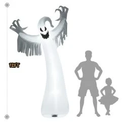 Tangkula Halloween Decoration 12FT Inflatable Blow Up Ghost With LED Lights Outdoor Yard
