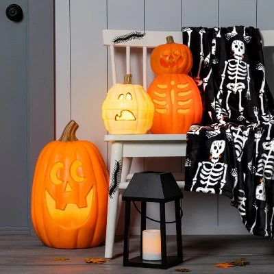 Hyde & EEK! Boutique Light Up Double Stack Pumpkin Skeleton Halloween Decorative Prop - Hyde & EEK! Boutique™ 1 Hyde & EEK! Boutique Light Up Double Stack Pumpkin Skeleton Halloween Decorative Prop - Hyde & EEK! Boutique™