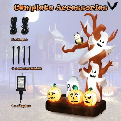 Costway 8ft Inflatable Halloween Haunted Tree w/ Ghosts & Pumpkins Dead Tree w/LED Lights for Yard 7 Costway 8ft Inflatable Halloween Haunted Tree w/ Ghosts & Pumpkins Dead Tree w/LED Lights for Yard - Image 7