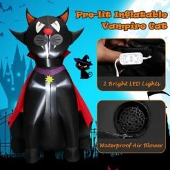 Costway 4.7 FT Halloween Inflatable Vampire Black Cat with Red Cloak Blow-up Decoration -Hyde and Eek Cosplay Store GUEST 8f242e3a d1ee 45cb bb01 f5b50871411e