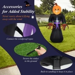 Tangkula 6.5 FT Halloween Inflatable Pumpkin Reaper Giant Blow up Ghost Decoration w/Pumpkin Face Built-in Lights Ground Stakes -Hyde and Eek Cosplay Store GUEST 8f718a4b 1f50 45bd 9be8 e391de712bb0
