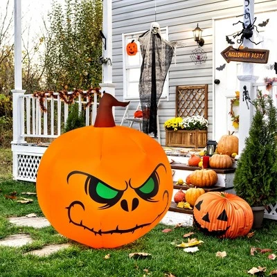 Costway 4 FT Halloween Inflatable Pumpkin Large Blow up with Build-in LED Light 1 Costway 4 FT Halloween Inflatable Pumpkin Large Blow up with Build-in LED Light