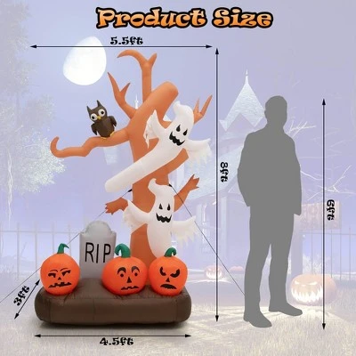 Costway 8ft Inflatable Halloween Haunted Tree w/ Ghosts & Pumpkins Dead Tree w/LED Lights for Yard 8 Costway 8ft Inflatable Halloween Haunted Tree w/ Ghosts & Pumpkins Dead Tree w/LED Lights for Yard - Image 8