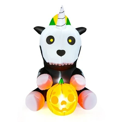 Costway 5ft Inflatable Halloween Unicorn Skeleton Holding Pumpkin for Yard w/LED Lights 9 Costway 5ft Inflatable Halloween Unicorn Skeleton Holding Pumpkin for Yard w/LED Lights - Image 9
