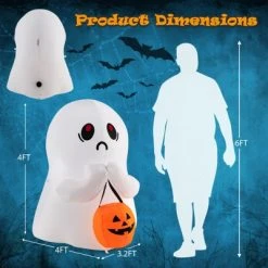 Tangkula 4 FT Halloween Inflatable Decoration, Colorful Inflatable Ghost with Pumpkin Lantern Built-in Flashing LED Lights & Waterproof Air Blower 17 Tangkula 4 FT Halloween Inflatable Decoration, Colorful Inflatable Ghost with Pumpkin Lantern Built-in Flashing LED Lights & Waterproof Air Blower -Hyde and Eek Cosplay Store GUEST 9230f722 c8be 4c99 b43d 558cc194c88a