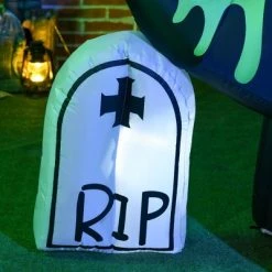 HOMCOM 8FT Halloween Inflatables Skeleton Dinosaur with Witch, Pumpkin, Outdoor Decorations with LED Lights -Hyde and Eek Cosplay Store GUEST 9310c74e 6f0d 48df 8fb5 48c3e699f80d