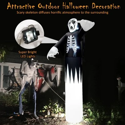 Tangkula 12 FT Halloween Inflatable Skeleton Decoration w/ Built-in LEDs Inflatable Scull Face Ghost 8 Tangkula 12 FT Halloween Inflatable Skeleton Decoration w/ Built-in LEDs Inflatable Scull Face Ghost - Image 8