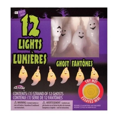Fun World Funworld Glowing Ghost String Lights | 5.9 Foot String w/ 12 LED Lights 1 Fun World Funworld Glowing Ghost String Lights | 5.9 Foot String w/ 12 LED Lights