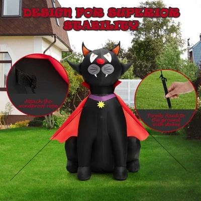 Tangkula 4.7FT Tall Halloween Inflatable Decoration Blow Up Vampire Black Cat with Crimson Cape Halloween Decor with Bright LED Lights 8 Tangkula 4.7FT Tall Halloween Inflatable Decoration Blow Up Vampire Black Cat with Crimson Cape Halloween Decor with Bright LED Lights - Image 8