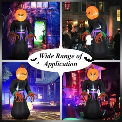 Costway 6.5 FT Inflatable Halloween Warlock with Pumpkin Head Blow-up Pumpkin Reaper 4 Costway 6.5 FT Inflatable Halloween Warlock with Pumpkin Head Blow-up Pumpkin Reaper - Image 4