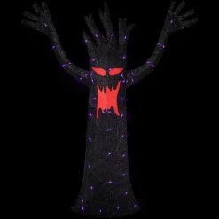 Northlight 55" LED Lighted Black Terrifying Tree Outdoor Halloween Decoration, Purple Lights