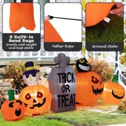 Tangkula 8 FT Long Halloween Inflatable Pumpkins Blow up Yard Decoration w/Pumpkins Tombstone Black Cat Lighted Halloween Outdoor Pumpkin -Hyde and Eek Cosplay Store GUEST 99d5001a 9b39 4857 8b6f 77ffd94dce7f