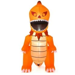 Costway 8FT Halloween Inflatable Pumpkin Head Dinosaur Blow Up with LED Lights