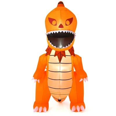 Costway 8FT Halloween Inflatable Pumpkin Head Dinosaur Blow Up with LED Lights 1 Costway 8FT Halloween Inflatable Pumpkin Head Dinosaur Blow Up with LED Lights