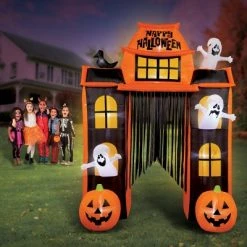 Collections Etc. Collections Etc 10-Foot High Haunted House Halloween Outdoor Inflatable 85 X 44 X 120