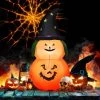 Tangkula Halloween Decoration 5FT Inflatable Witch Hat Pumpkin W/ LED Bulbs Blow Up Yard