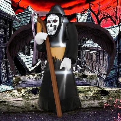 Costway 8 FT Halloween Inflatable Grim Reaper Ghost Blow-up Decoration with 3 LED Lights 8 Costway 8 FT Halloween Inflatable Grim Reaper Ghost Blow-up Decoration with 3 LED Lights - Image 8