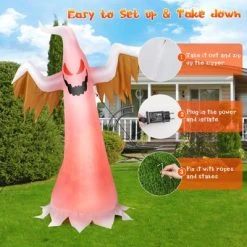 Tangkula 6FT Tall Halloween Inflatable Decoration Blow Up Fire Ghost Built-in Flame LED Light Self-inflate Ghost w/ Sandbags & Ropes & Ground Stakes -Hyde and Eek Cosplay Store GUEST 9d384371 1a4b 442a be6a d876ff0220a4