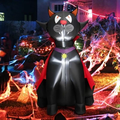 Tangkula 4.7FT Tall Halloween Inflatable Decoration Blow Up Vampire Black Cat with Crimson Cape Halloween Decor with Bright LED Lights 1 Tangkula 4.7FT Tall Halloween Inflatable Decoration Blow Up Vampire Black Cat with Crimson Cape Halloween Decor with Bright LED Lights