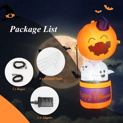 Costway 6ft Halloween Inflatable Pumpkin Hot Air Balloon Ghost Blow up Yard Decoration 5 Costway 6ft Halloween Inflatable Pumpkin Hot Air Balloon Ghost Blow up Yard Decoration - Image 5