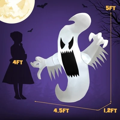 Costway 5FT Halloween Inflatable Ghost Blow-up Hanging Decoration w/ Built-in LED Lights 3 Costway 5FT Halloween Inflatable Ghost Blow-up Hanging Decoration w/ Built-in LED Lights - Image 3