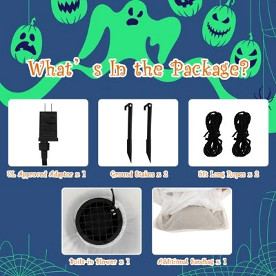 Tangkula 6FT Halloween Inflatables Ghost Holding Pumpkin Blow Up Ghost & Pumpkin Prop with Rotating LED Light Scary Halloween Decorations 5 Tangkula 6FT Halloween Inflatables Ghost Holding Pumpkin Blow Up Ghost & Pumpkin Prop with Rotating LED Light Scary Halloween Decorations - Image 5