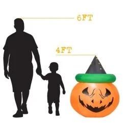 Tangkula Halloween Decoration 4 Ft Blow-up Inflatable Pumpkin With Witch Hat LED Bulbs Yard -Hyde and Eek Cosplay Store GUEST a37818d5 c878 48d2 b0e6 a82f8a446ba8