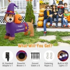 Tangkula 5FT Long Halloween Inflatable Dachshund Dog Blow Up Outdoor Wiener Dog w/Pumpkin & Witch Hat Cute Inflatable Dog Decoration Prop w/LED Lights -Hyde and Eek Cosplay Store GUEST a3902288 68e3 49cb ad7b 561bf9d5e8ef