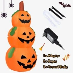 Costway 5 Ft Halloween Inflatable 3-Pumpkin Stack Blow Up Pumpkin Ghost Yard Decoration -Hyde and Eek Cosplay Store GUEST a56ce498 0f45 42f2 bf20 f5160f069afb