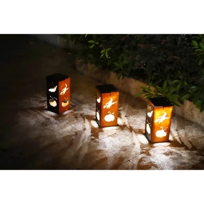 Techko Maid LED Solar 10.8" Portable Halloween Cut Out Decorative Outdoor Lantern Clear 11 Techko Maid LED Solar 10.8" Portable Halloween Cut Out Decorative Outdoor Lantern Clear - Image 11