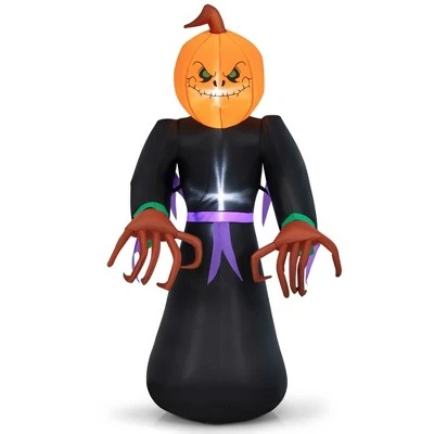 Costway 6.5 FT Inflatable Halloween Warlock with Pumpkin Head Blow-up Pumpkin Reaper 2 Costway 6.5 FT Inflatable Halloween Warlock with Pumpkin Head Blow-up Pumpkin Reaper - Image 2