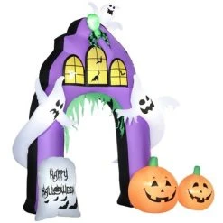 HOMCOM Inflatable Halloween Castle Archway with Ghosts, Pumpkins, Spider and Tombstone, Blow-Up LED Display Indoor Outdoor for Garden, Lawn, Party -Hyde and Eek Cosplay Store GUEST aaee94de 9874 4058 be94 674cab232079