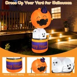 Tangkula 6FT Halloween Inflatable Decoration Inflatable Pumpkin Hot Air Balloon with Ghosts Bright LED Lights Waterproof Air Blower 2 Sandbags -Hyde and Eek Cosplay Store GUEST abb07e19 42ff 4a49 b14f 5c1d60918149