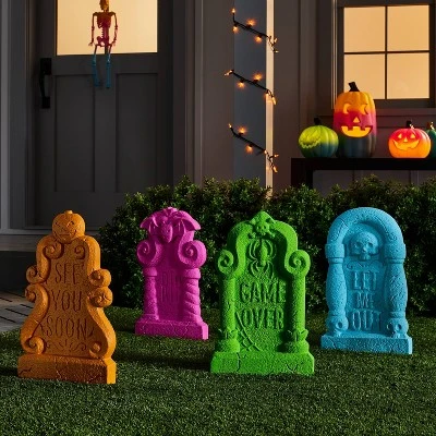 Hyde & EEK! Boutique 4pk Colorful Foam Halloween Decorative Tombstone Set - Hyde & EEK! Boutique™ 1 Hyde & EEK! Boutique 4pk Colorful Foam Halloween Decorative Tombstone Set - Hyde & EEK! Boutique™