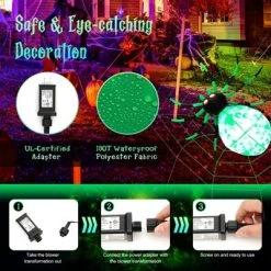 Tangkula Halloween Inflatable Spider with Cobweb Creepy Blow-up Spider with LED Rotating LED Light Green Black Legs Waterproof Halloween Decoration -Hyde and Eek Cosplay Store GUEST ad69e659 70bf 4ecb 8c9a c797a678967e
