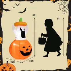 Costway 4FT Halloween Inflatable Decoration Blow-up Ghost w/Hat & Pumpkin Lantern -Hyde and Eek Cosplay Store GUEST adb555e0 61ab 4c74 83d2 9cc6e83906be