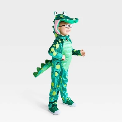Toddler Glow in the Dark Crocodile Halloween Costume Jumpsuit with Hood - Hyde & EEK! Boutique™ Multi-colored 2 Toddler Glow in the Dark Crocodile Halloween Costume Jumpsuit with Hood - Hyde & EEK! Boutique™ Multi-colored - Image 2