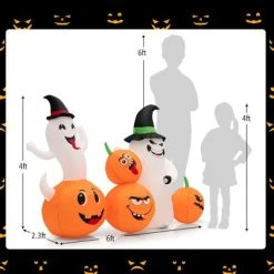 Tangkula 6 FT Halloween Inflatable Pumpkins & Ghosts Party Decoration w/Bright LED Lights & Powerful Blower -Hyde and Eek Cosplay Store GUEST b012a193 a056 41fb 8bc3 bc16b200b1a0