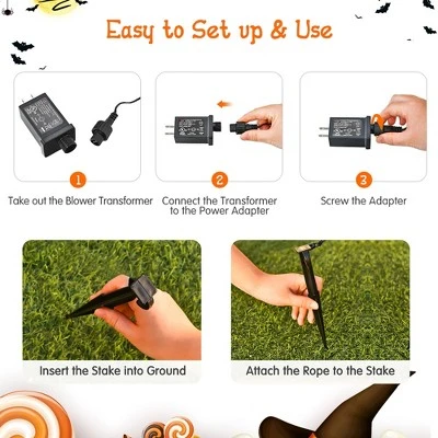 Costway 4 FT Halloween Inflatable Pumpkin Large Blow up with Build-in LED Light 5 Costway 4 FT Halloween Inflatable Pumpkin Large Blow up with Build-in LED Light - Image 5