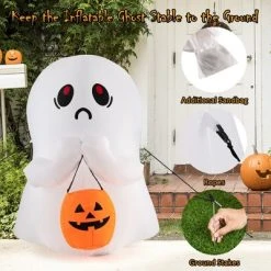 Costway 4' Halloween Inflatable Ghost Holding Pumpkin Blow up Holiday Decor w/LED Lights -Hyde and Eek Cosplay Store GUEST b21f925e daaf 49ea 8e58 267930349fd2